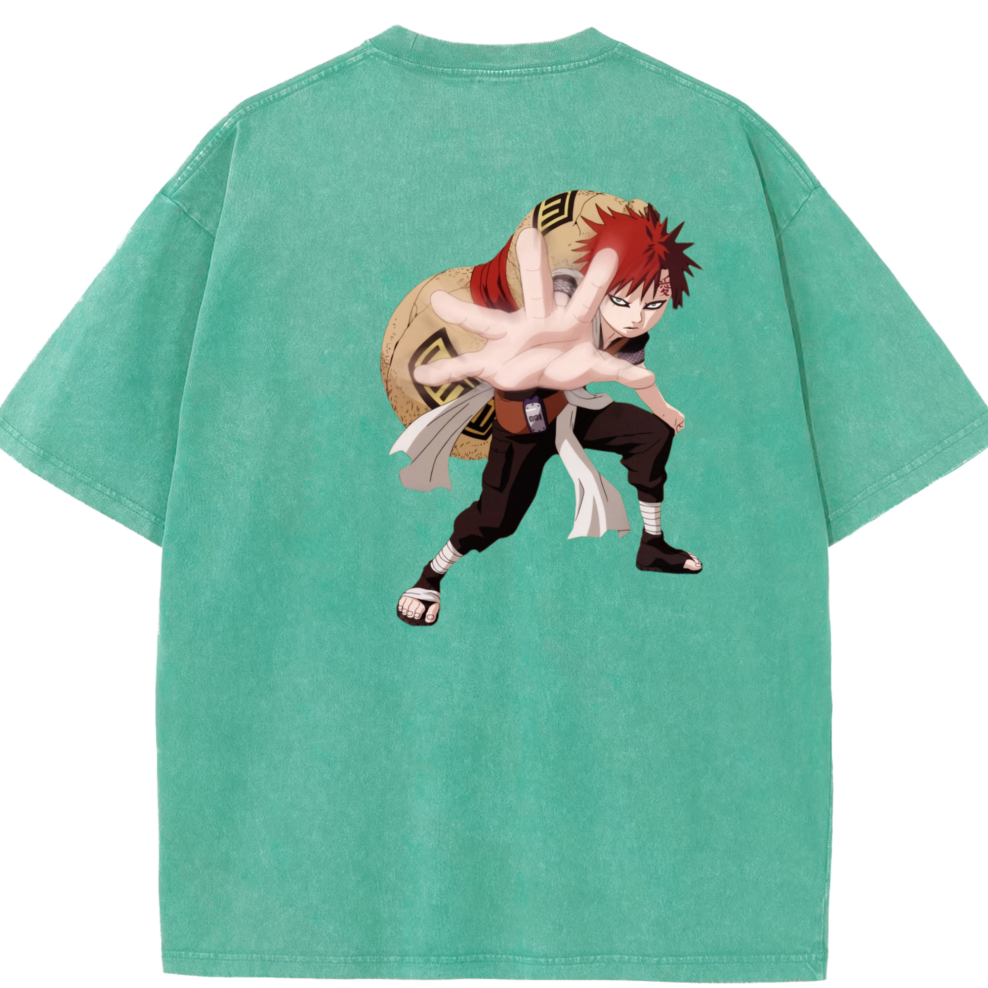 （画像用） NARUTO -ナルト- ガアラ Gaara 綿100% ヴィンテージ風 半袖Tシャツ（背面プリント）